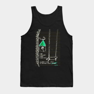 Birdhouse Rope Swing Doodle White Tank Top